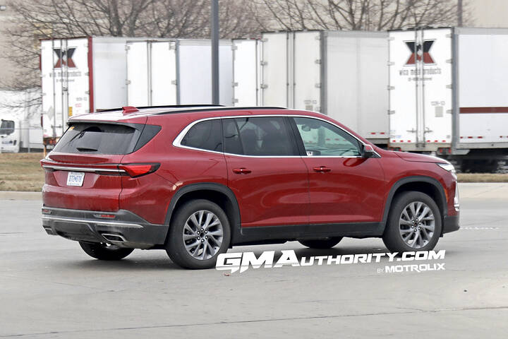2025-buick-enclave-prototype-spy-shots-no-camouflage-red-february-2024-exterior-007-side-rear-three-quarters