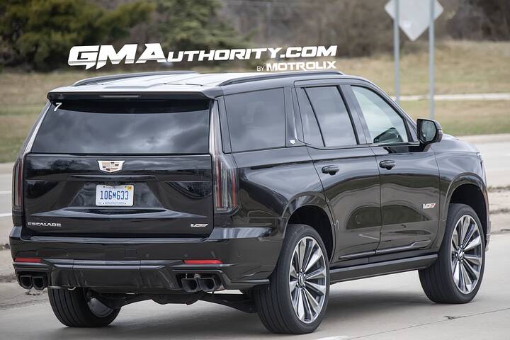 2025-cadillac-escalade-v-prototype-spy-shots-undisguised-april-2024-exterior-012-rear-three-quarters-tail-lights-liftgate-exhaust