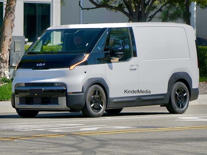 All electric van 2026 Kia PV5 US spec spotted on the road in California. Is it coming to the US