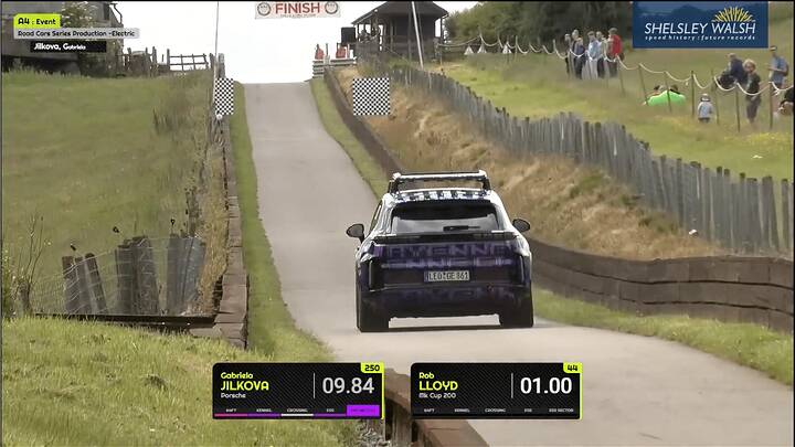 Porsche Cayenne EV prototype running 2025 Motorsport UK British Hillclimb Championship hill climb