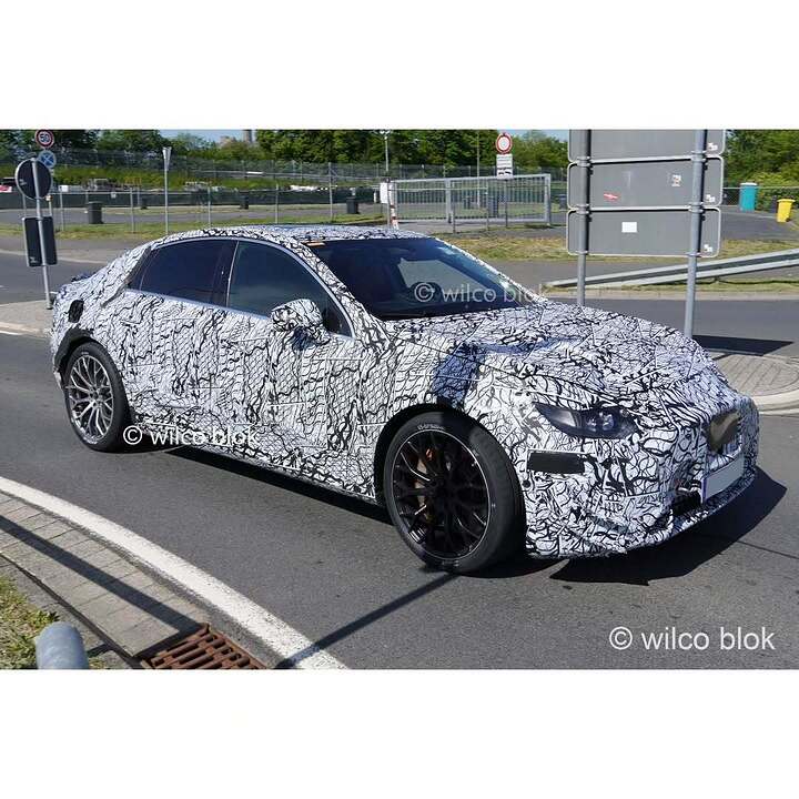 Still crying about a 4 cylinder C63 The next C-class AMG is going fully electric. Yep, no cylinders. Welcome to the future. #Mercedes #amg #c63 #ev #Mercedesamg #c63amg #electric #prototype #erlkönig #spyshot #carspy #nürburgring #Ge (1)