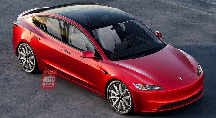 Full rendering of 2024 Tesla Model 3 Refresh