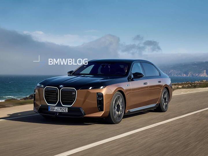 2027 BMW 7 Series rear render featuring wide LED taillights and diffuser
