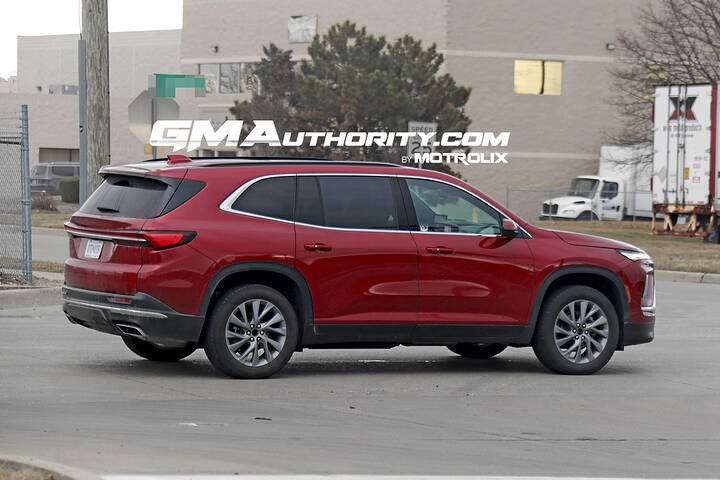 2025-buick-enclave-prototype-spy-shots-no-camouflage-red-february-2024-exterior-006-side-rear-three-quarters