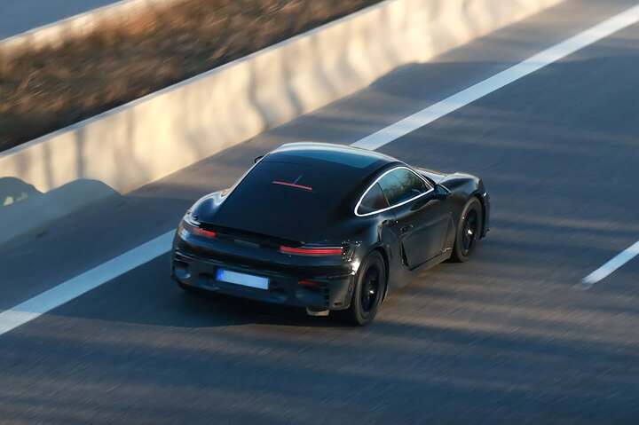 The new Porsche Cayman EV Erlkönig spotted on the German highway!@wilcoblok #porsche #porschepro