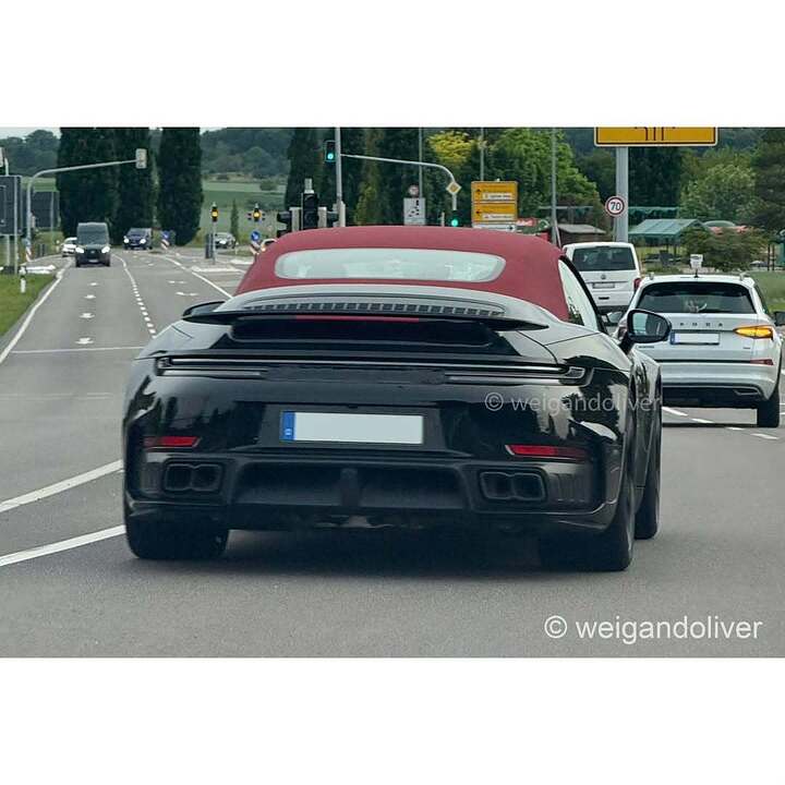 The upcoming Porsche 911 Turbo cabriolet facelift caught almost undisguised on public road!  @weigandoliver #Porsche #911 #Turbo #cabrio #facelift #992 #9922 #prototype #Erlkönig #spyshot #carspy #Germany